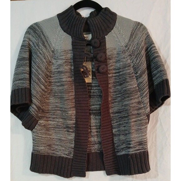 NWT Sonoma Life +style Shawl Cardigan Sweater 3button Light/ Dark Grays Womens M - Picture 1 of 16